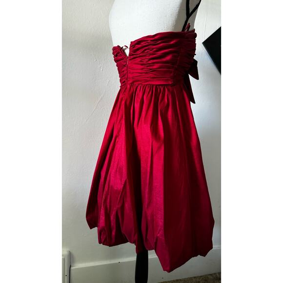 Jovani Women's Red Strapless Bubble Hem Party Cocktail Formal Mini Dress Size 6 - Picture 3 of 7